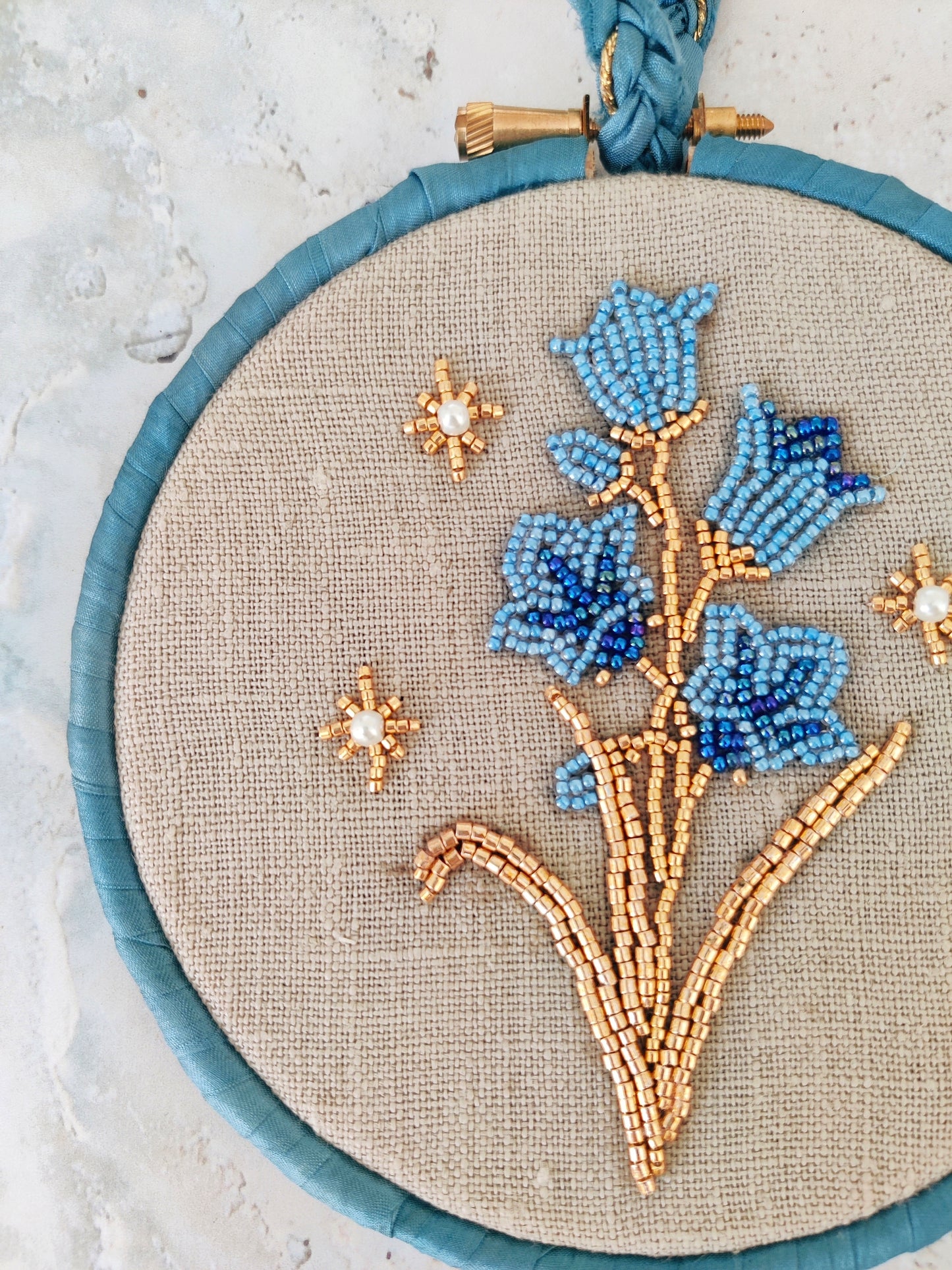 Harebell Bead Embroidered Wall Hanging