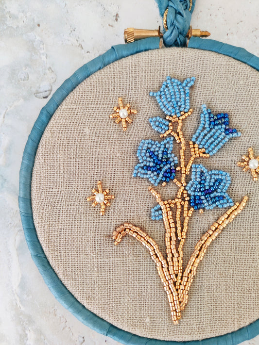 Harebell Bead Embroidered Wall Hanging