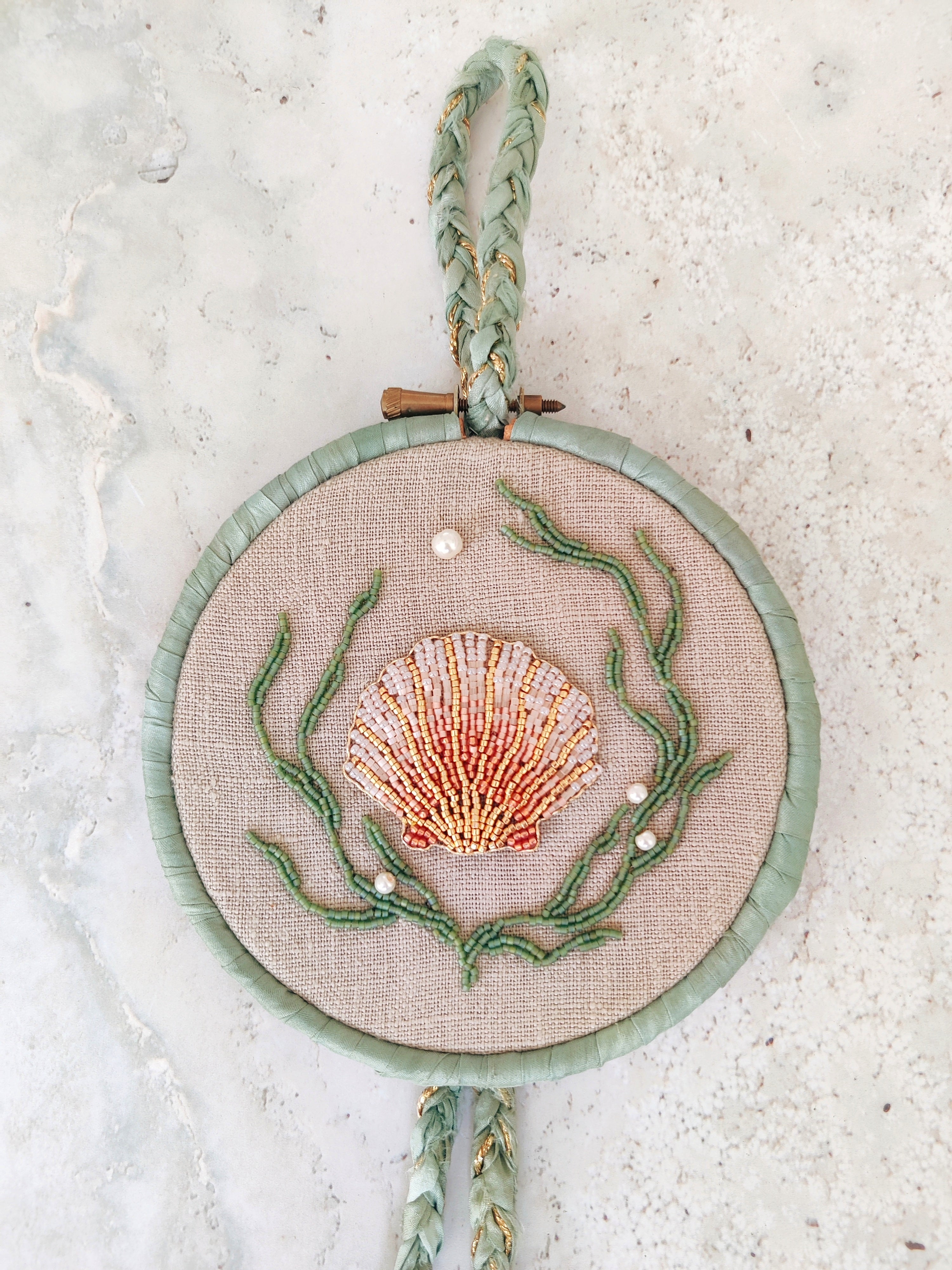Shell Bead Embroidered Artwork – Wandering Coast Collective