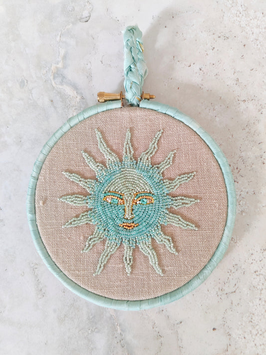 Sun Face Bead Embroidered Artwork