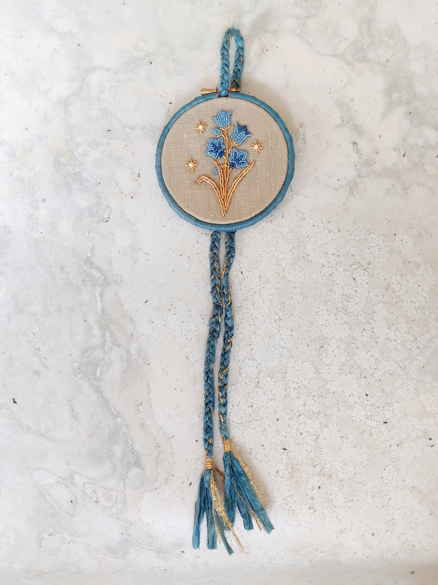 Harebell Bead Embroidered Wall Hanging