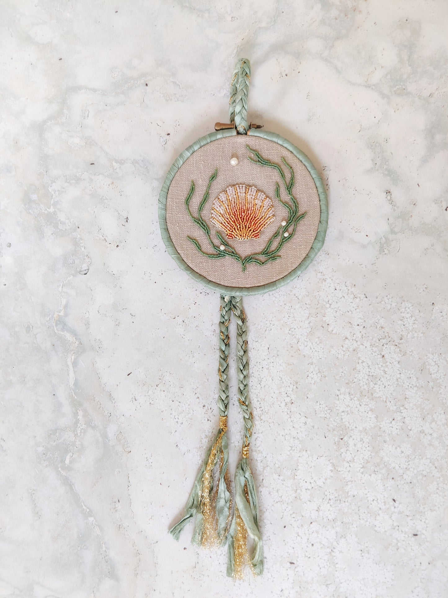 Shell Bead Embroidered Artwork
