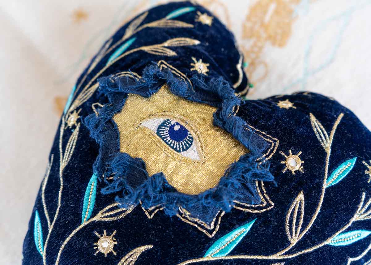 Velvet Heart Cushion - Close Up