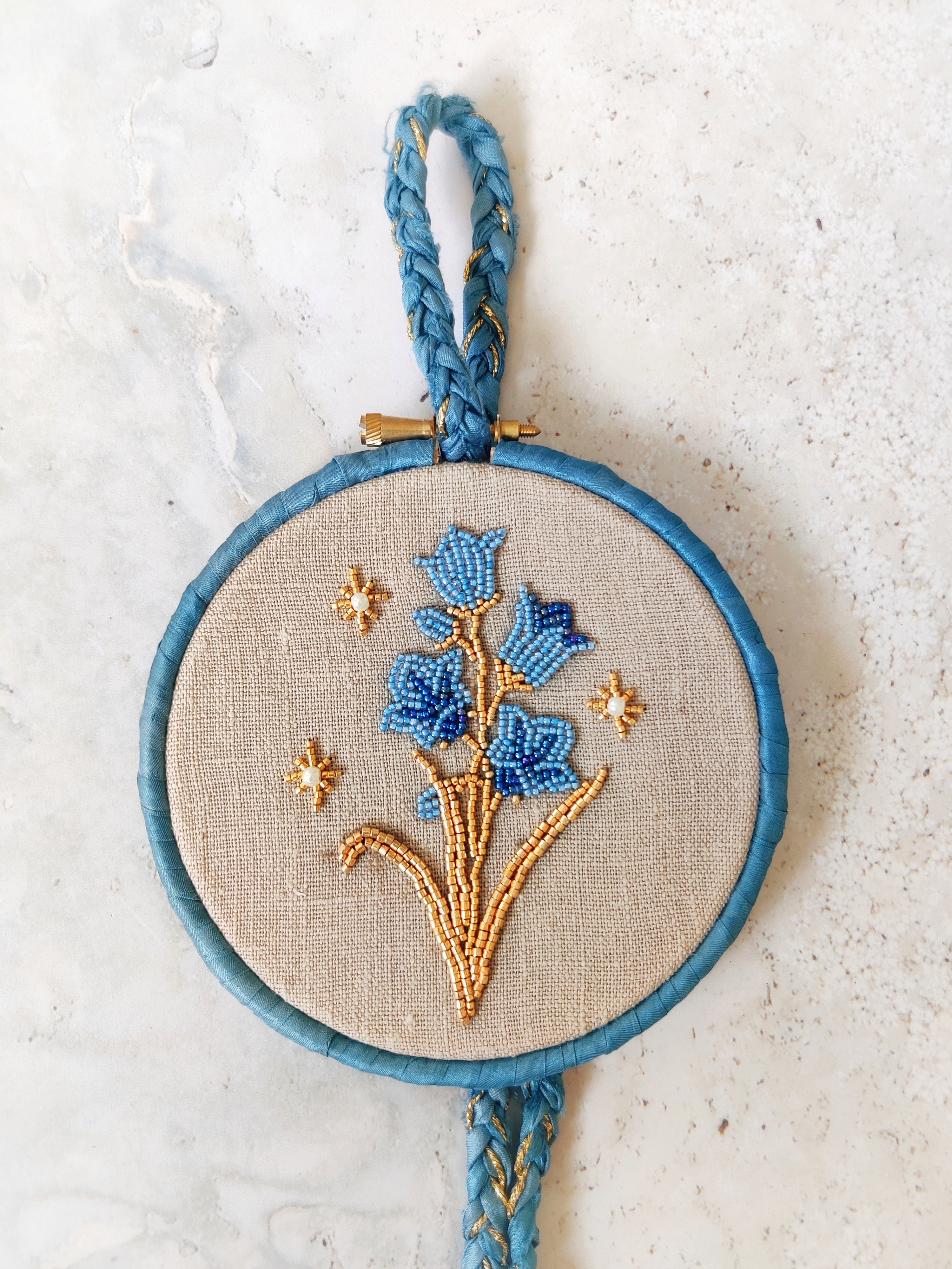 Harebell Bead Embroidered Wall Hanging